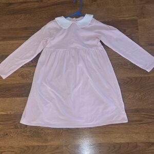 Jellybean By Smocked Candy Pink Striped Long Sleeve Knit Dress with White Collar